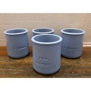 La Fermiere French Terracotta Yogurt Pots Set 4 Blue Clay Ramekins Oven Safe